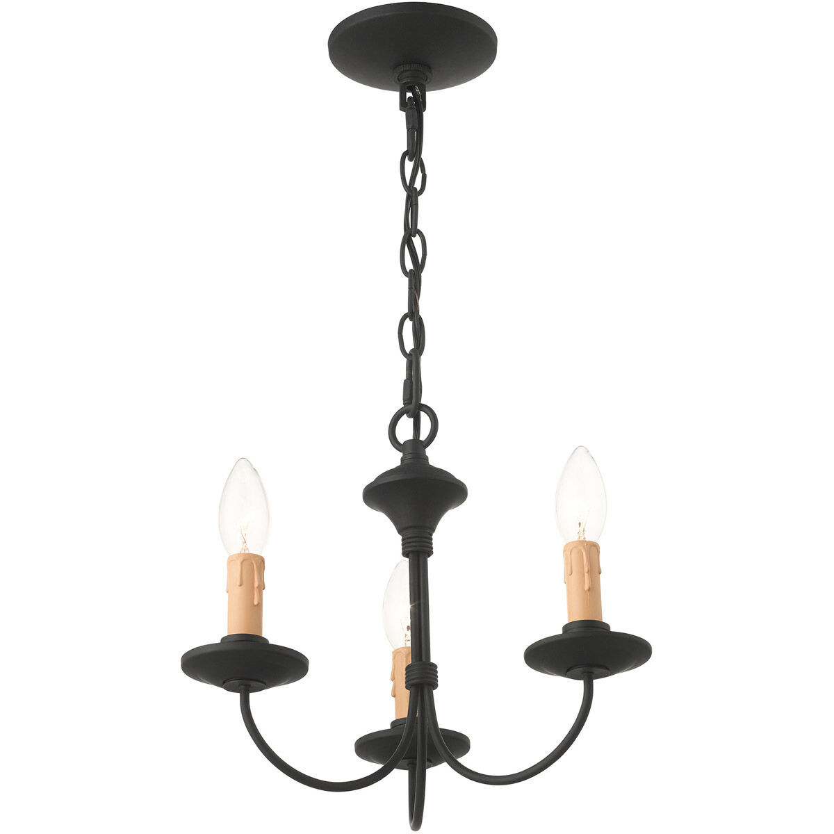 Heritage 3 Light 13 inch Black Mini Chandelier Ceiling Light