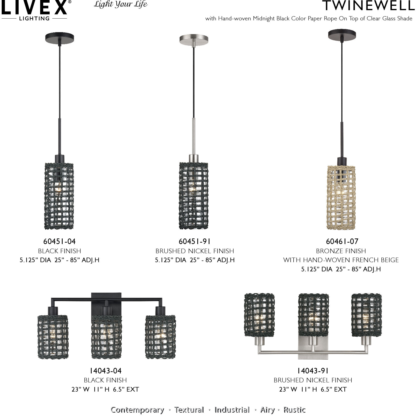 Twinewell 3 Light 23 inch Brushed Nickel Vanity Wall Sconce Wall Light