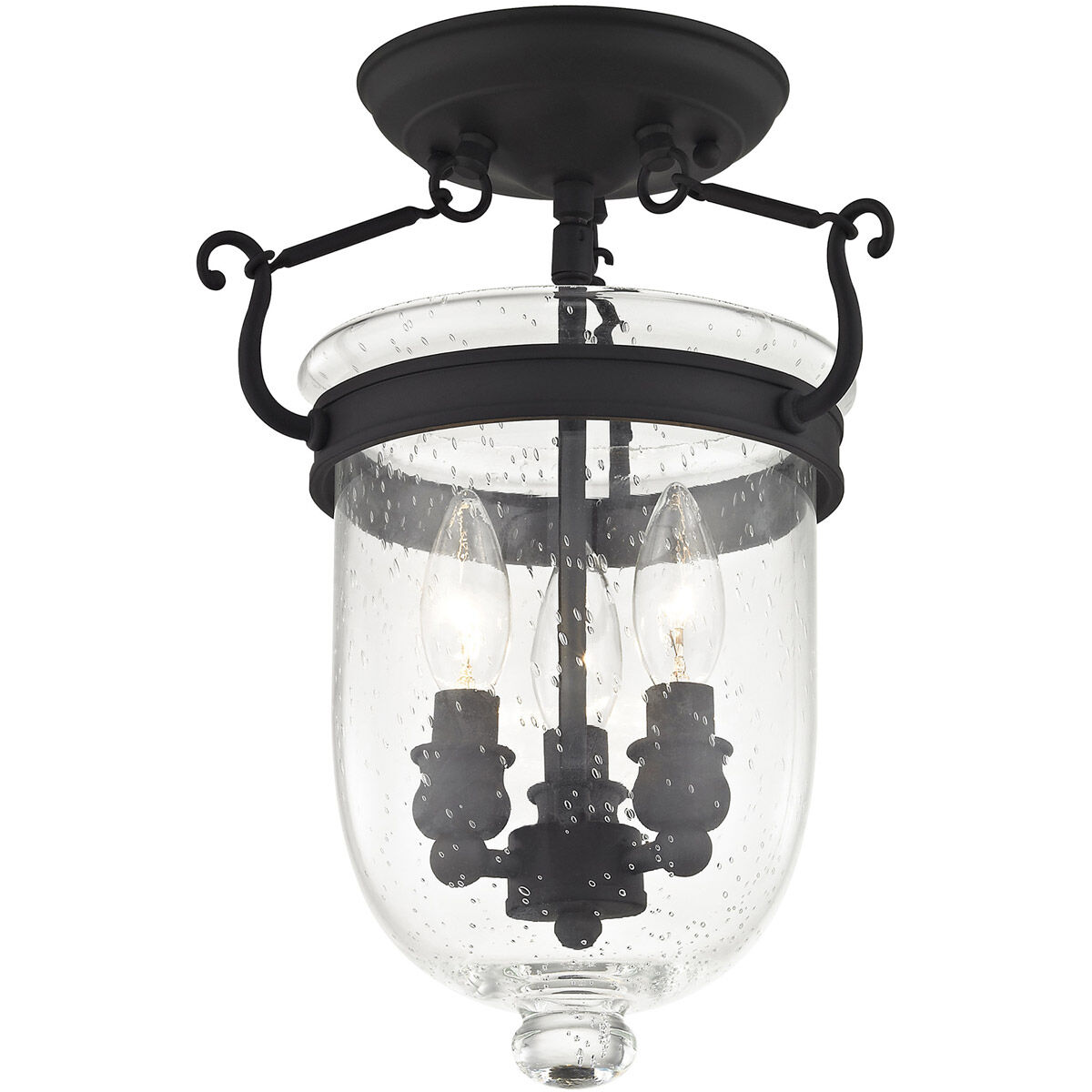 Jefferson 3 Light 10 inch Black Semi-Flush Mount Ceiling Light