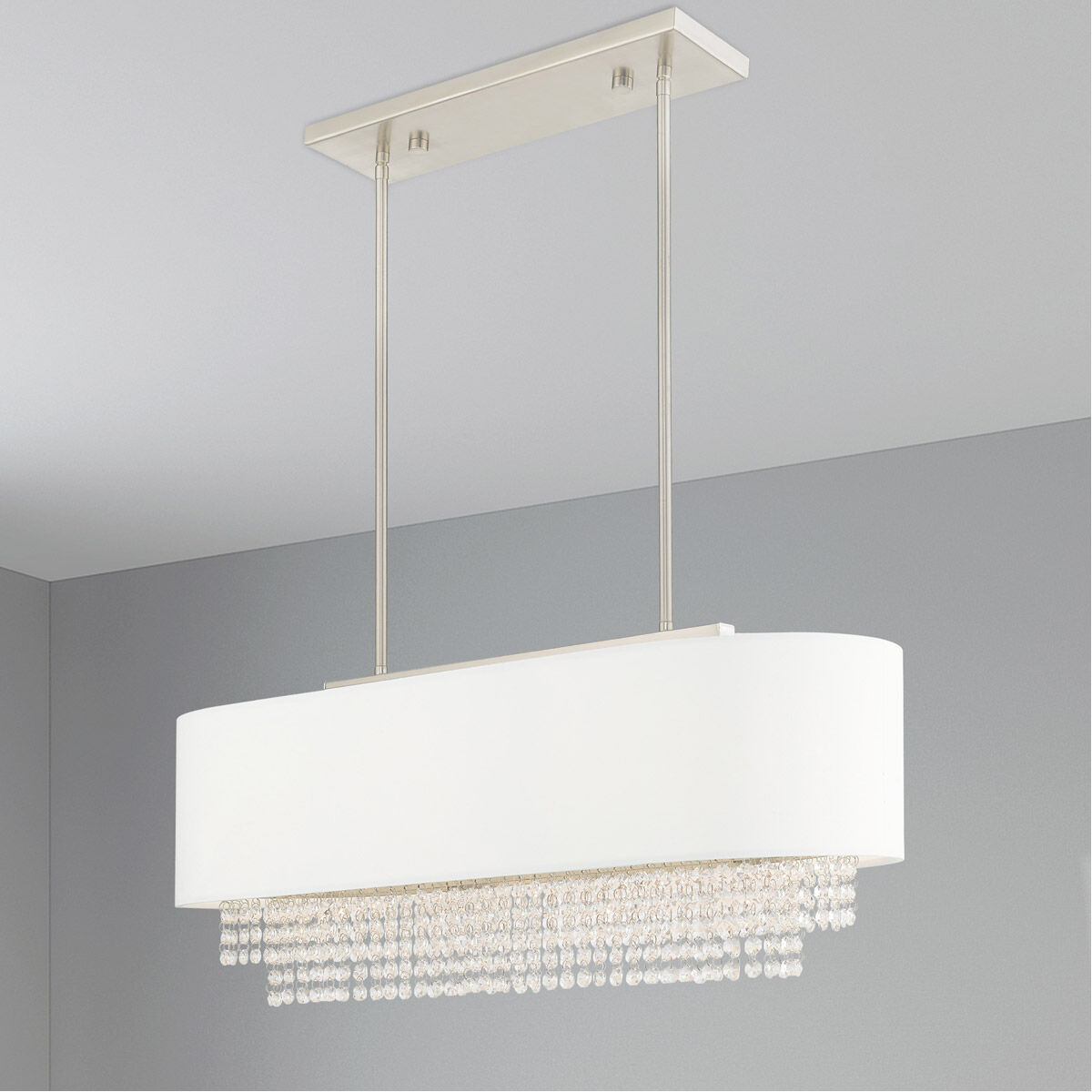 Carlisle 3 Light 31 inch Brushed Nickel Linear Chandelier Ceiling Light