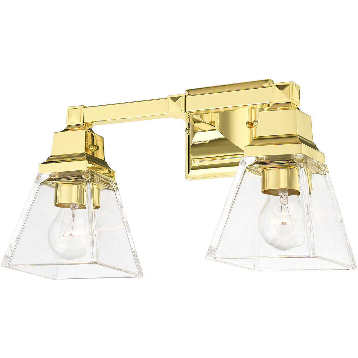 Mission 2 Light 15 inch Polished Brass Vanity Sconce Wall Light