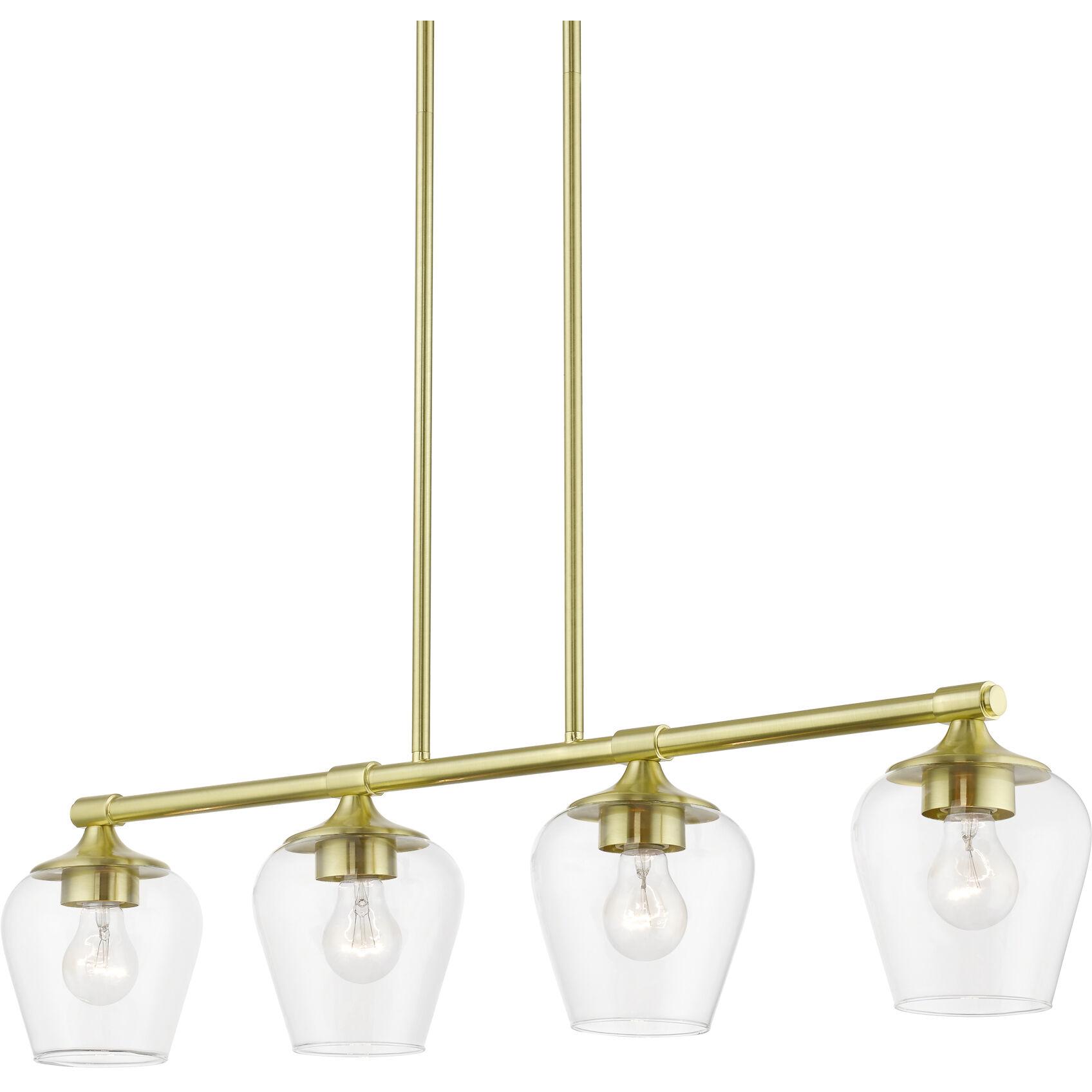 Willow 4 Light 36 inch Satin Brass Linear Chandelier Ceiling Light