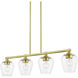 Willow 4 Light 36 inch Satin Brass Linear Chandelier Ceiling Light