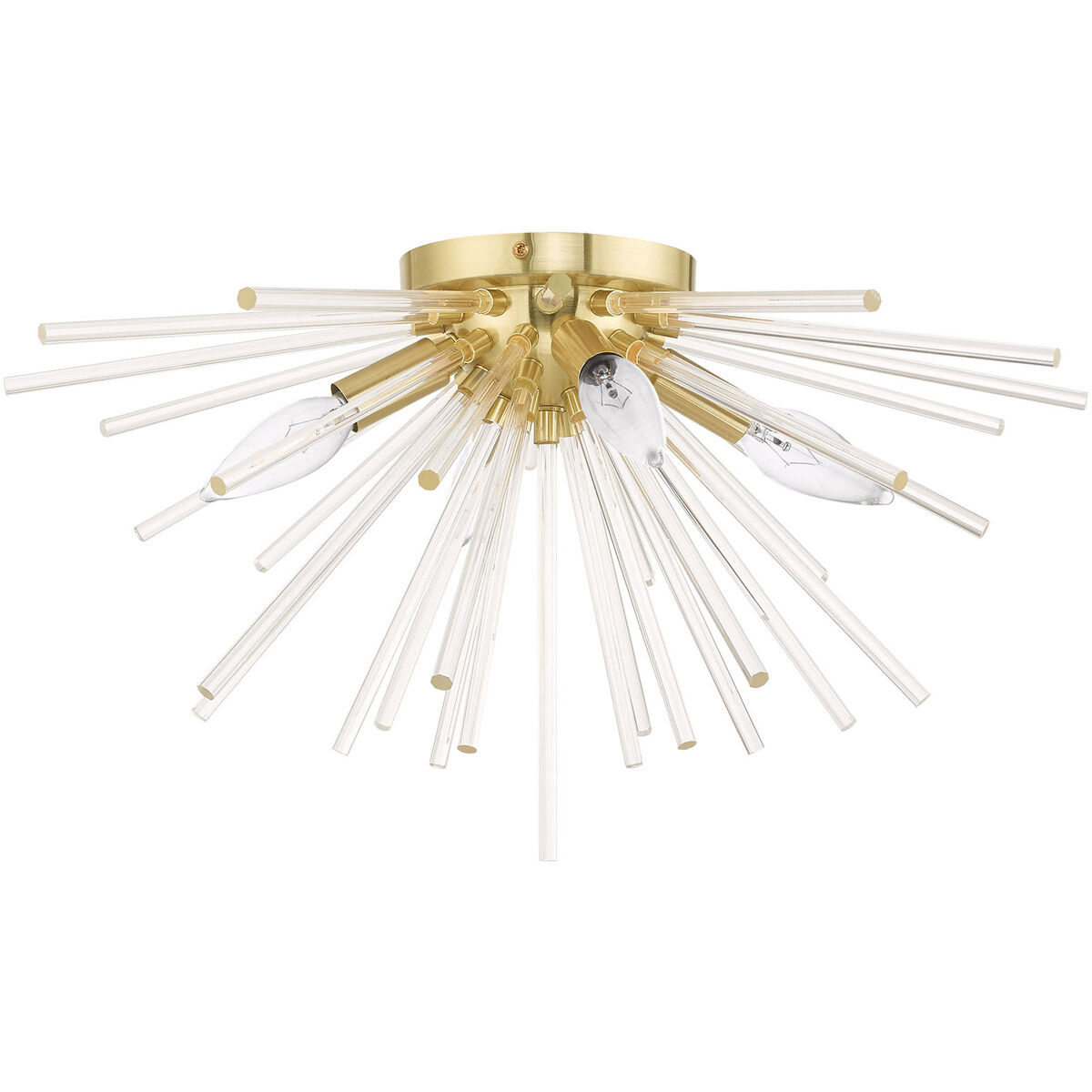 Utopia 4 Light 20 inch Satin Brass Flush Mount Ceiling Light