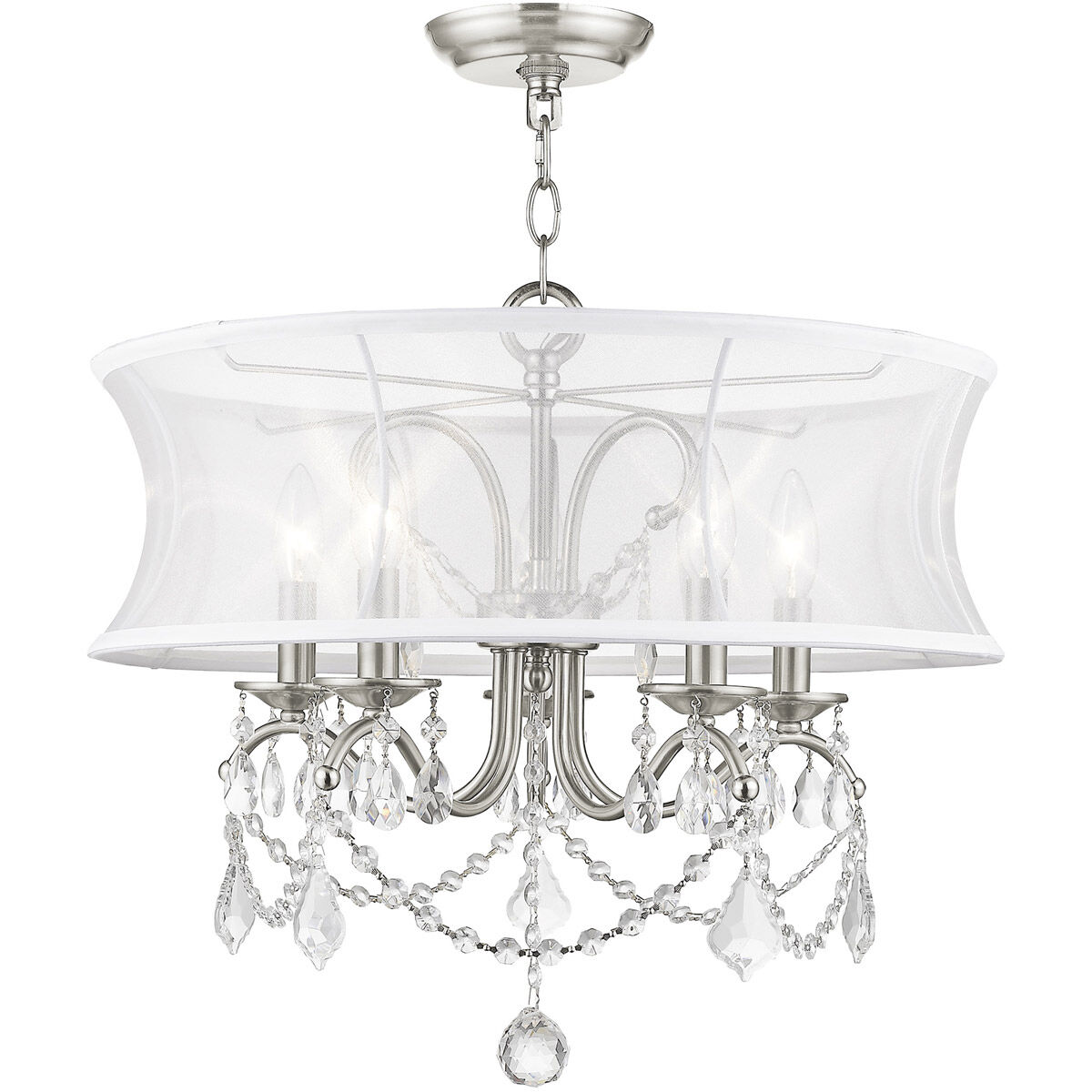 Newcastle 5 Light 20 inch Brushed Nickel Chandelier Ceiling Light