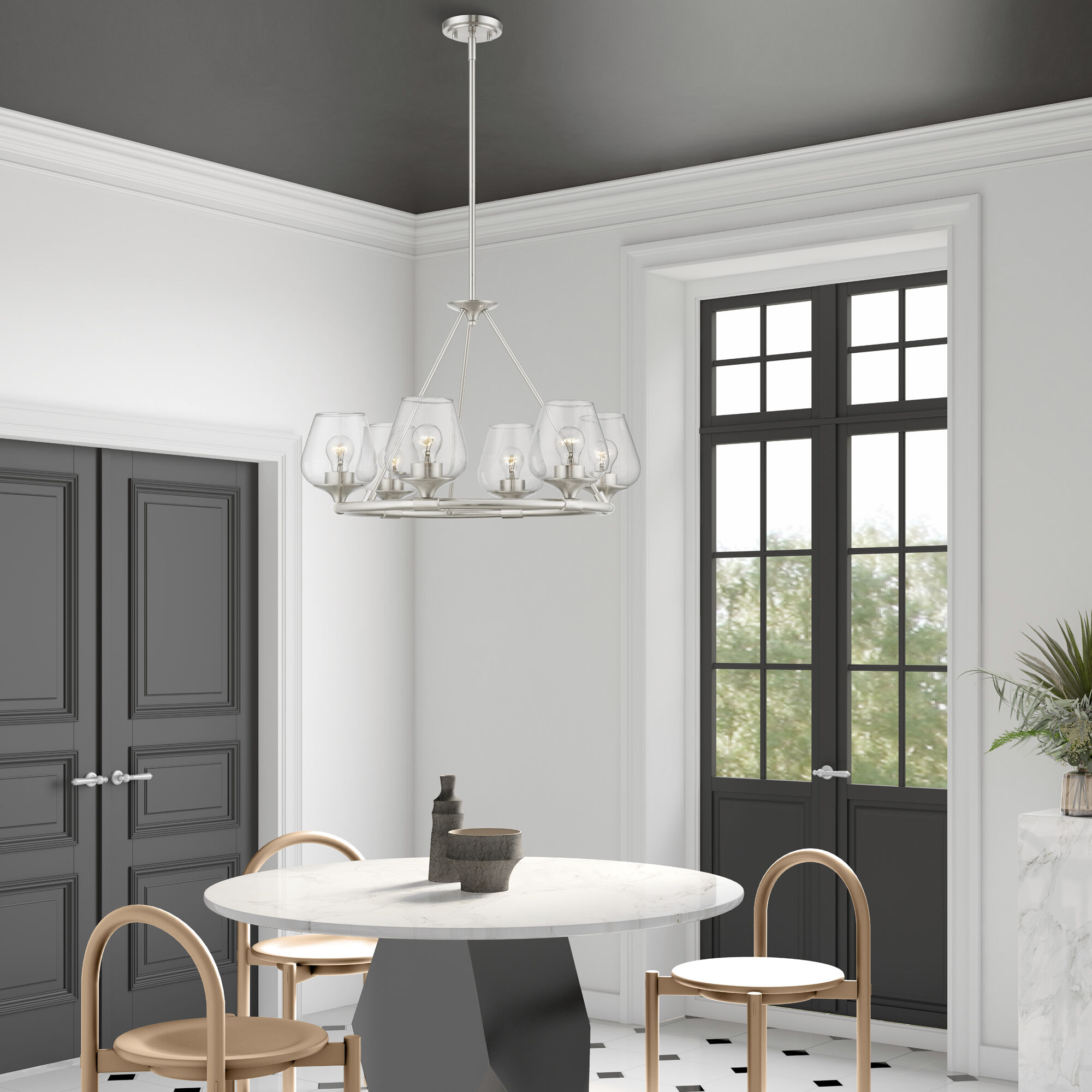 Willow 6 Light 26 inch Brushed Nickel Chandelier Ceiling Light