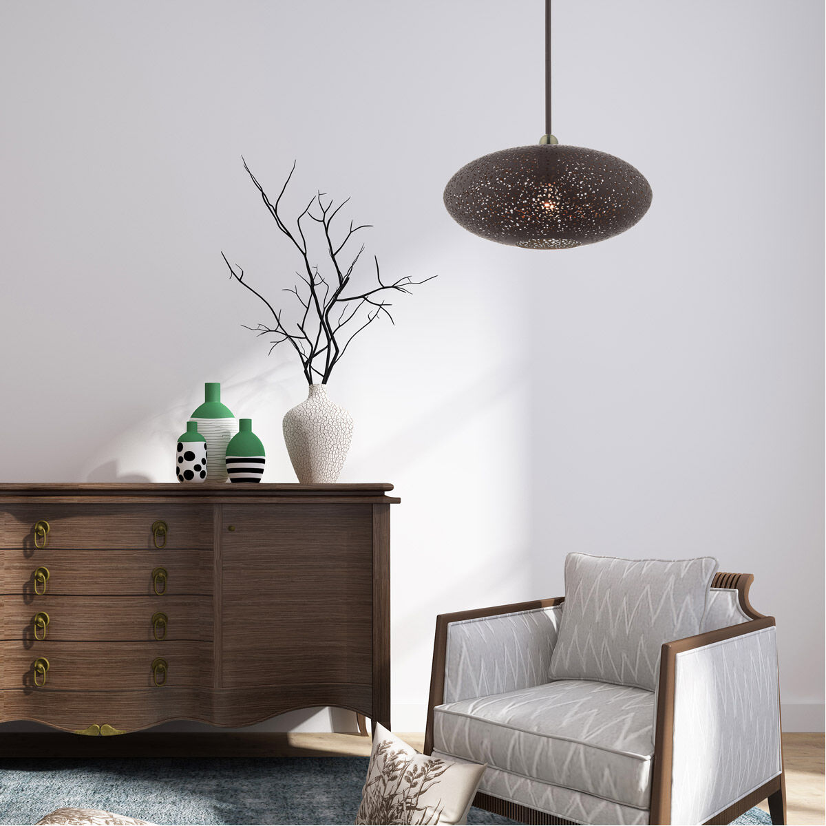 Charlton 1 Light 15.88 inch Bronze with Antique Brass Accents Pendant Ceiling Light