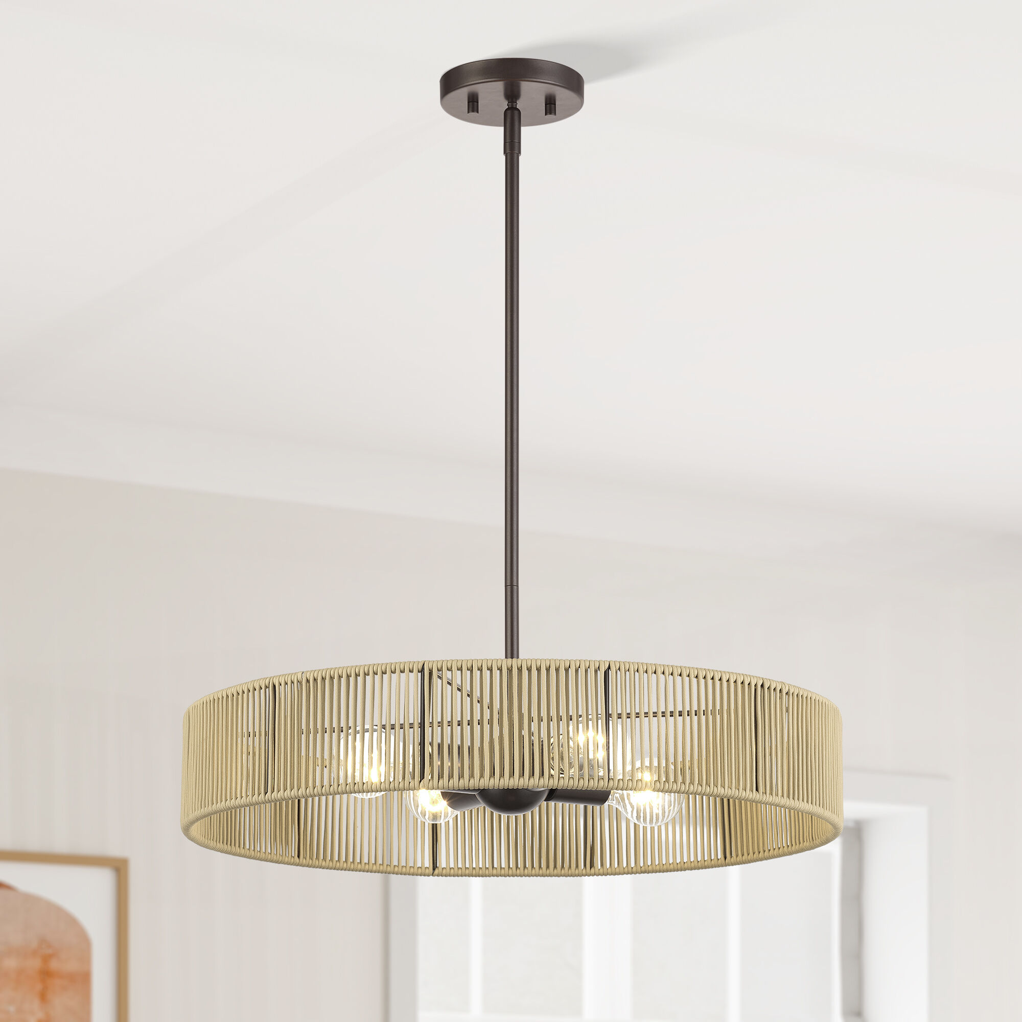 Goldiemesh 4 Light 22 inch English Bronze Pendant Ceiling Light