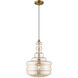 Art Glass 1 Light 13 inch Antique Brass Mini Pendant Ceiling Light