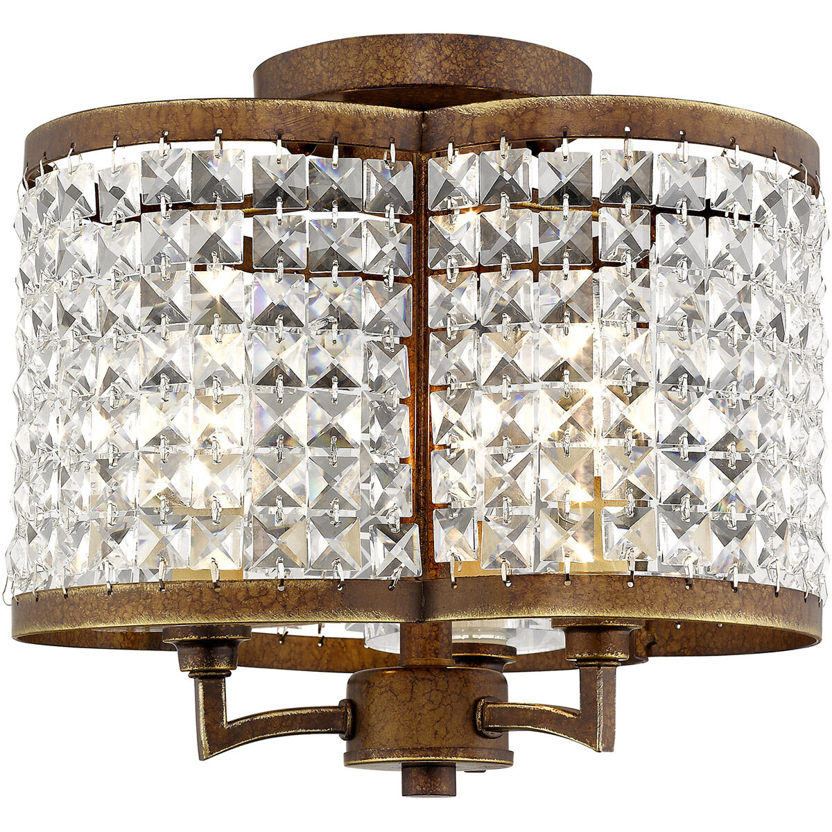 Grammercy 3 Light 12 inch Hand Painted Palacial Bronze Semi-Flush Mount Ceiling Light