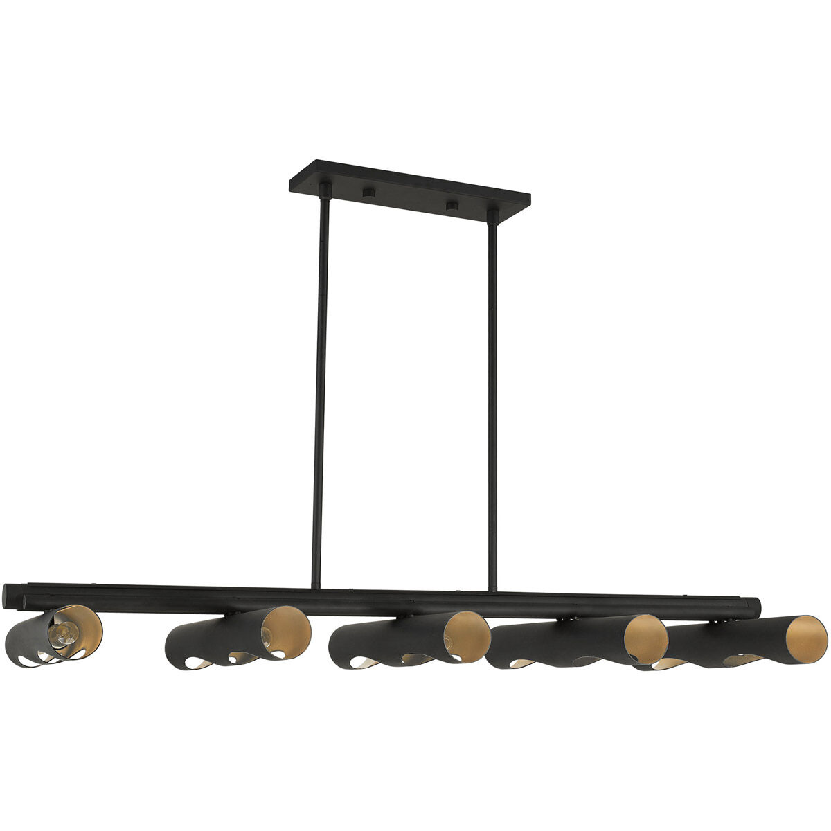Novato 10 Light 50 inch Black Linear Chandelier Ceiling Light