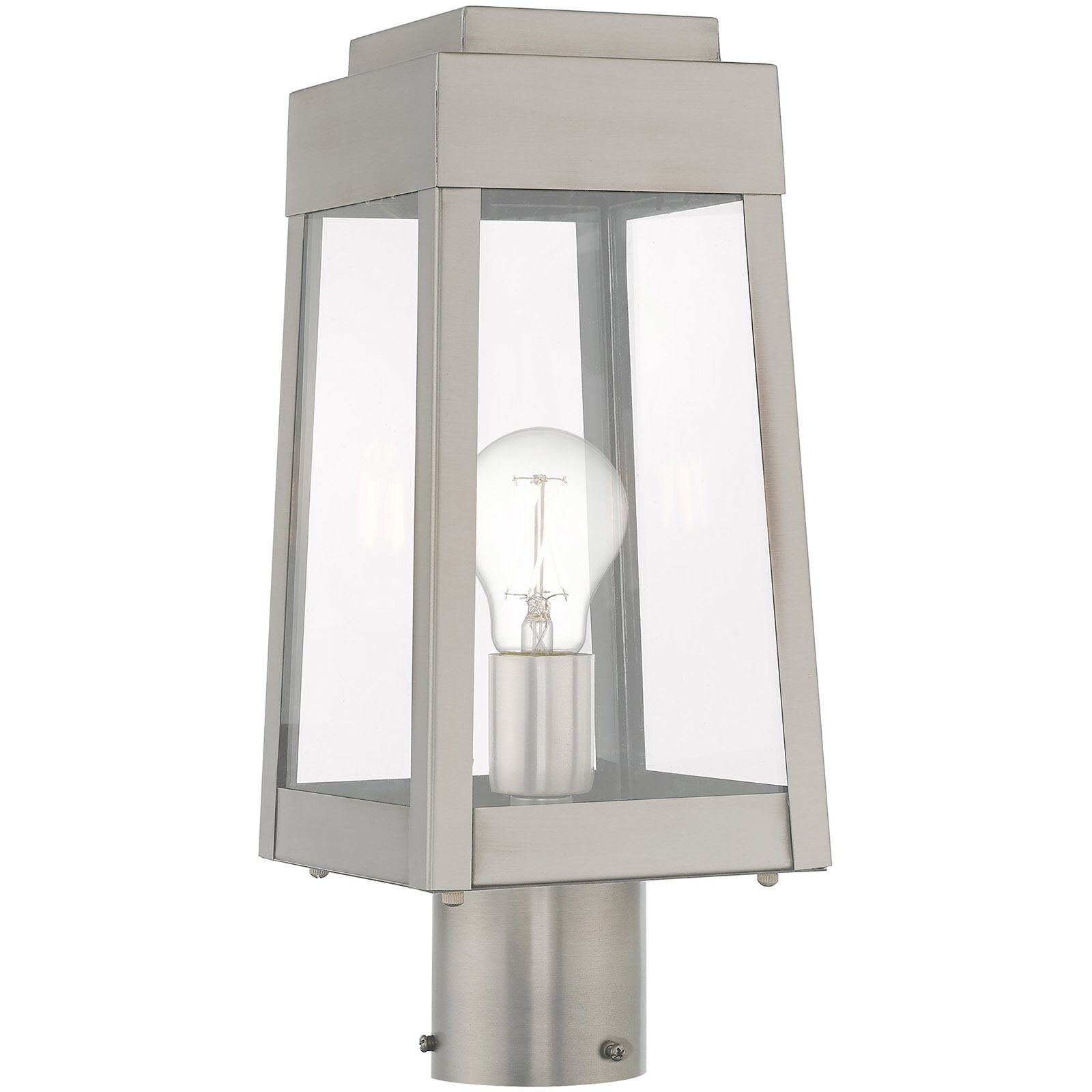 Oslo 1 Light 15 inch Brushed Nickel Outdoor Post Top Lantern