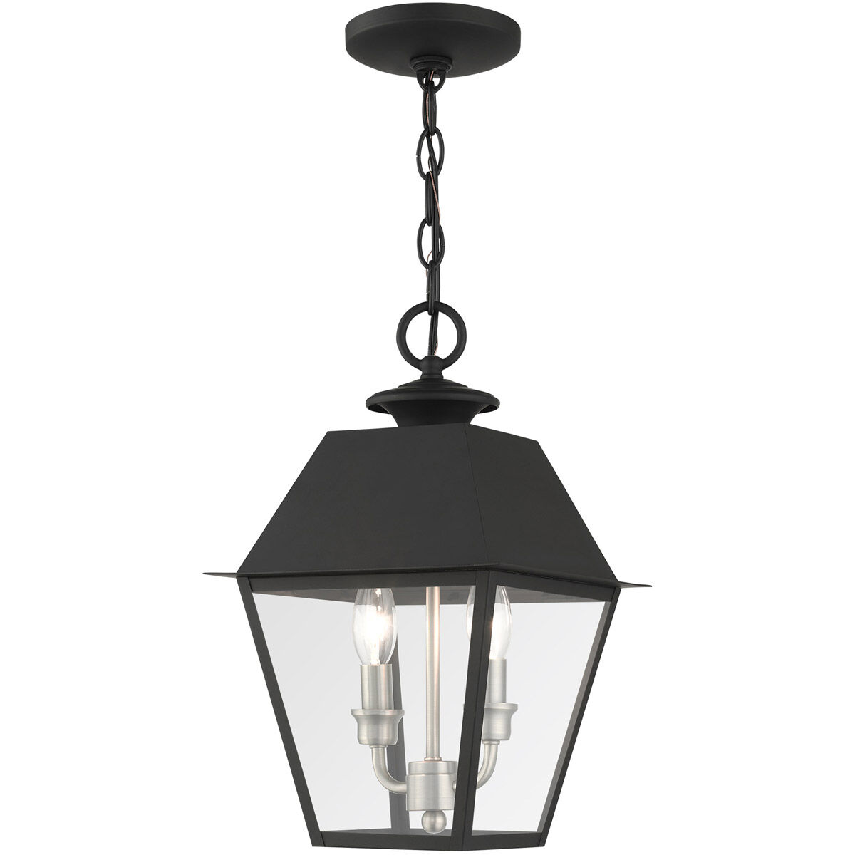 Mansfield 2 Light 9 inch Black Outdoor Pendant Lantern