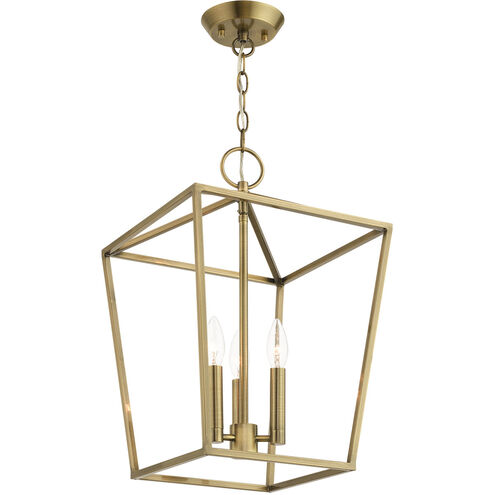 Devone 3 Light 13 inch Antique Brass Convertible Semi Flush/Lantern Ceiling Light