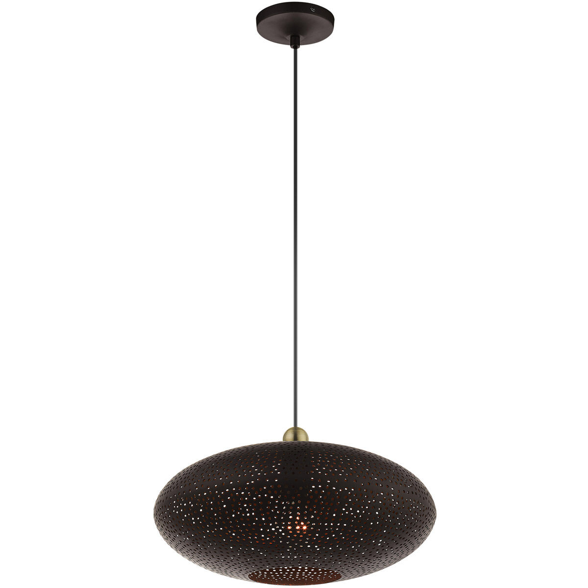 Dublin 1 Light 16 inch Bronze with Antique Brass Accents Pendant Ceiling Light