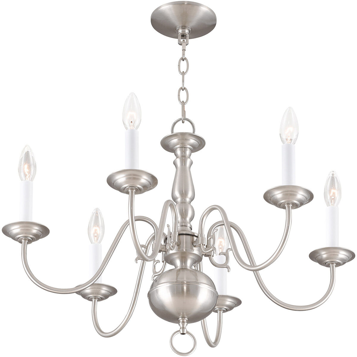 Williamsburgh 6 Light 24 inch Brushed Nickel Chandelier Ceiling Light