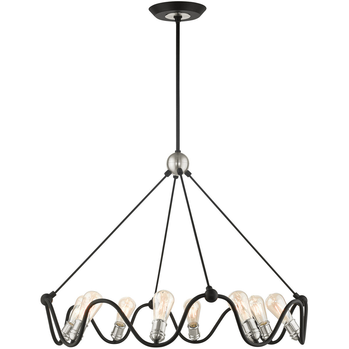 Archer 8 Light 36 inch Textured Black with Brushed Nickel Accents Chandelier Ceiling Light