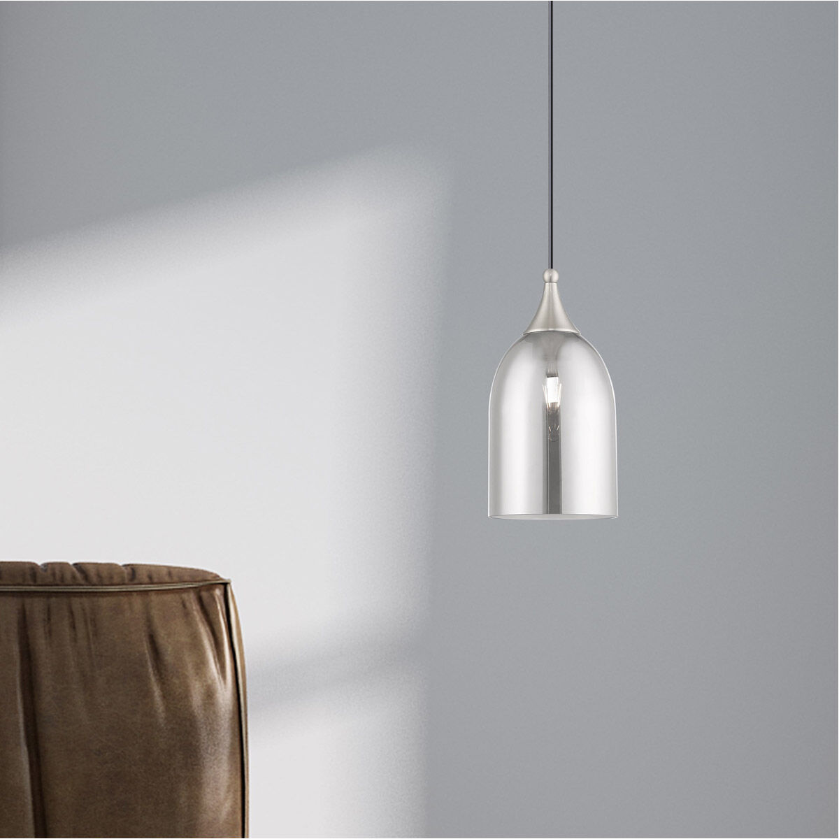 Art Glass 1 Light 6 inch Brushed Nickel Mini Pendant Ceiling Light