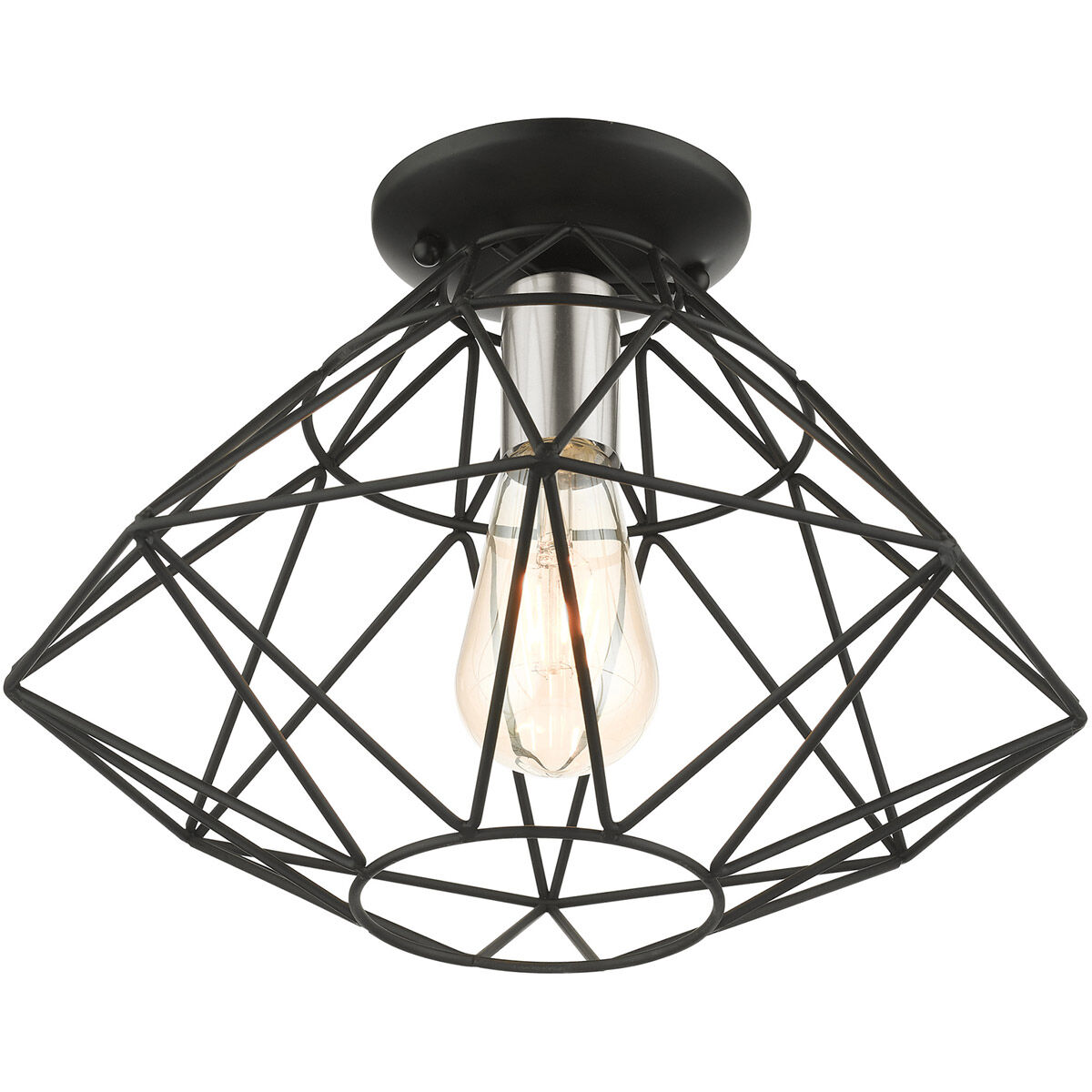 Geometric 1 Light 14 inch Black Flush Mount Ceiling Light