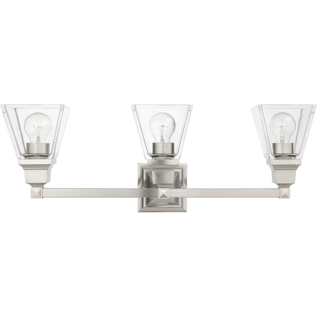 Mission 3 Light 25 inch Brushed Nickel Vanity Sconce Wall Light