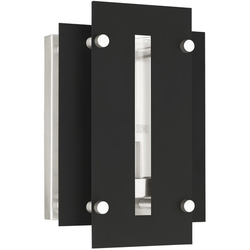 Utrecht 1 Light 10 inch Black with Brushed Nickel Accents Outdoor Wall Lantern