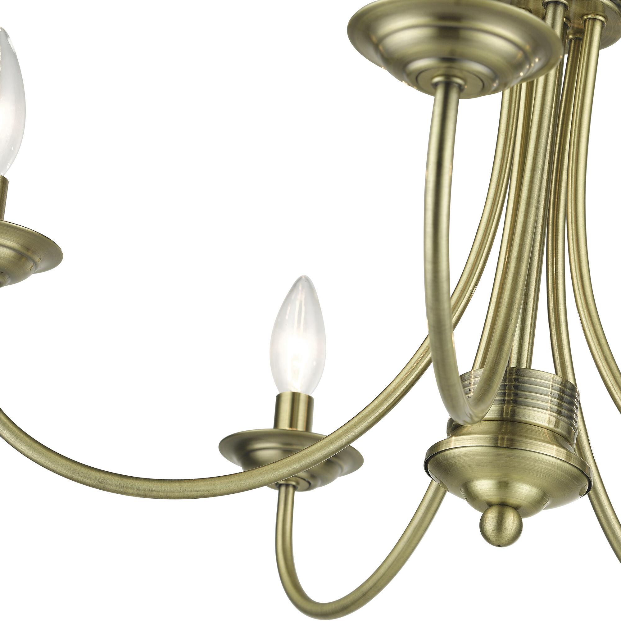 Estate 5 Light 24 inch Antique Brass Semi Flush Mount Ceiling Light, Large