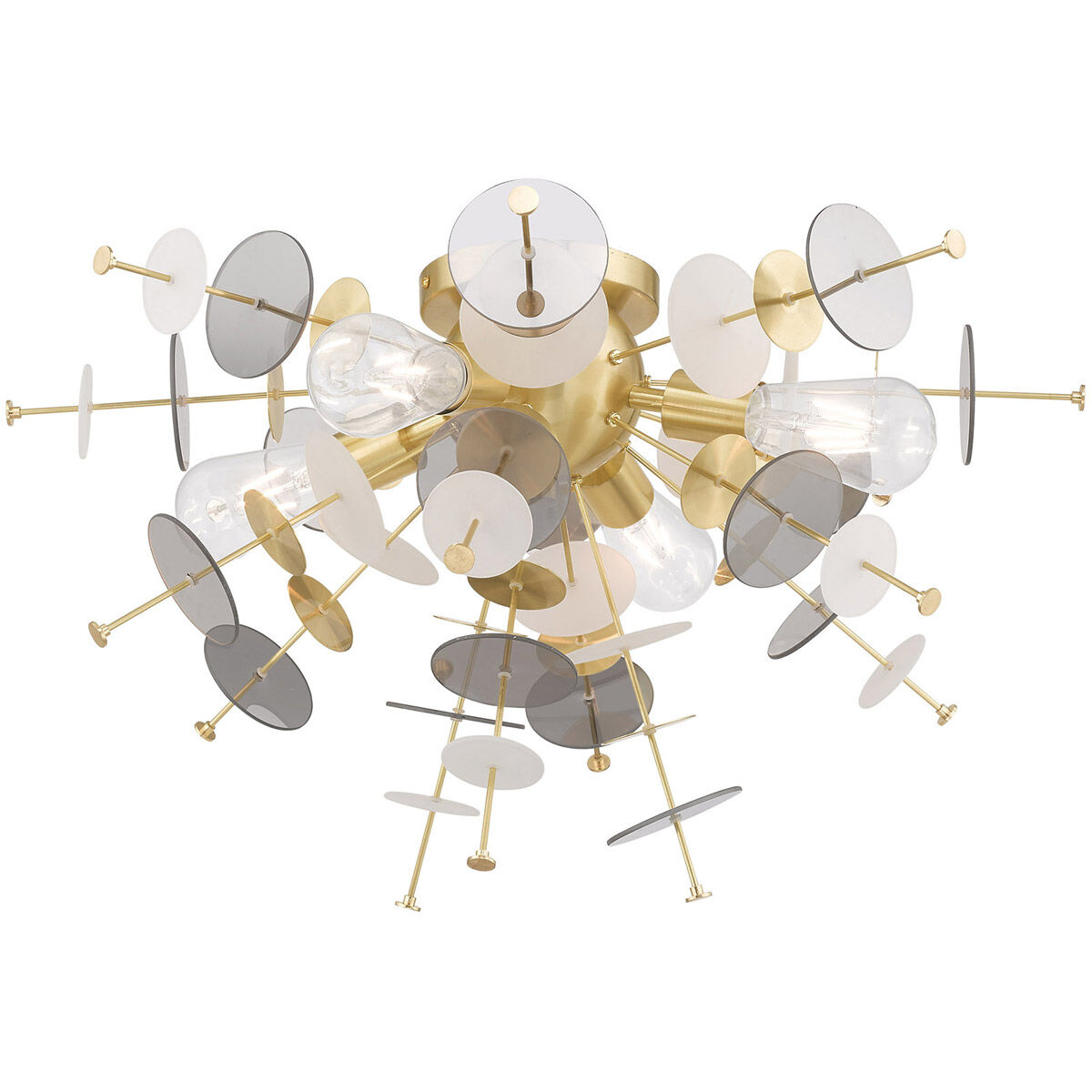 Circulo 4 Light 24 inch Satin Brass Flush Mount Ceiling Light