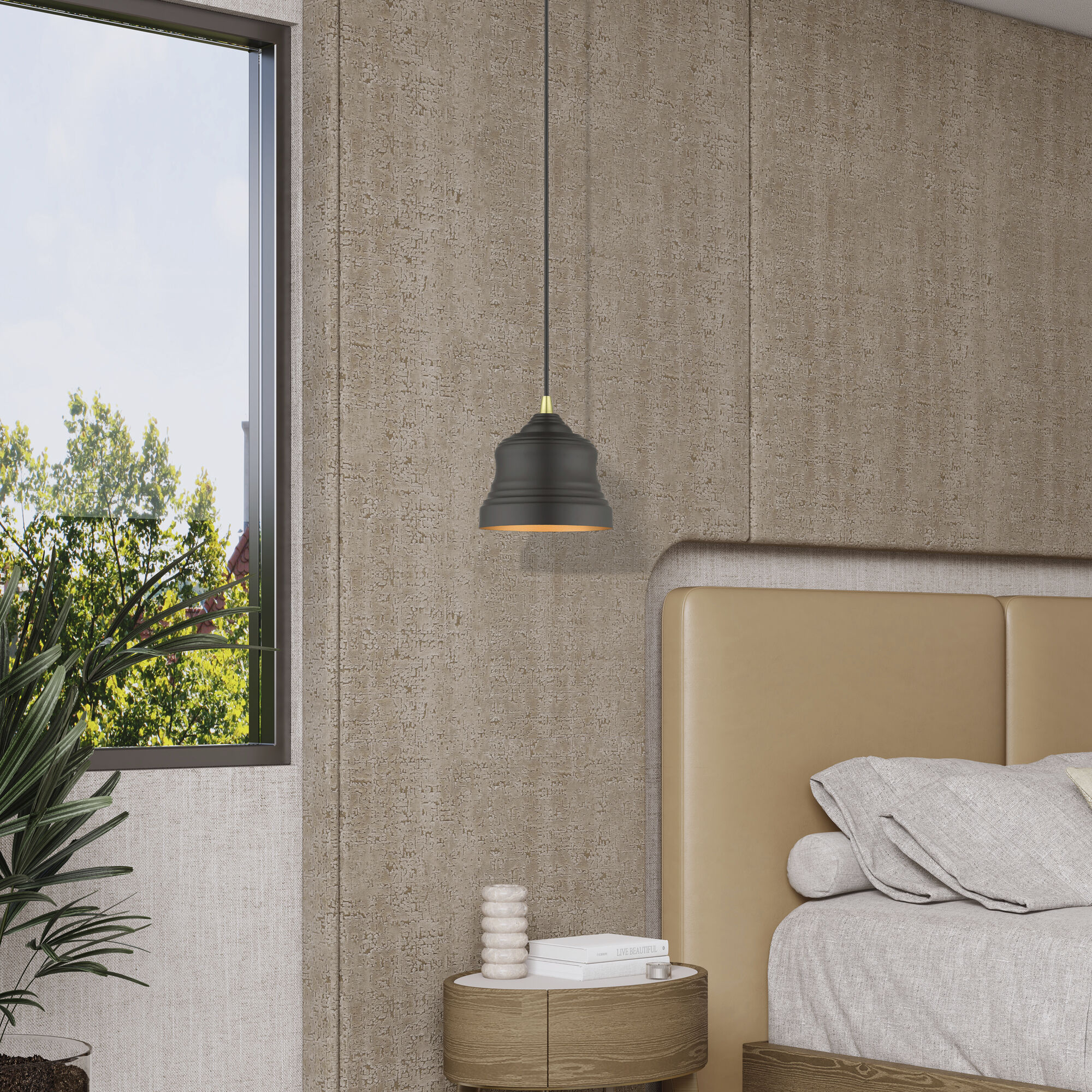 Endicott 1 Light 7 inch Bronze with Antique Brass Finish Accents Pendant Ceiling Light in Bronze with Antique Brass Accent