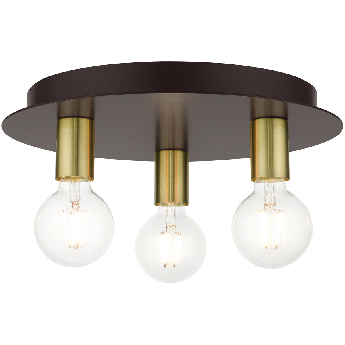 Hillview 3 Light 14 inch Bronze Flush Mount Ceiling Light