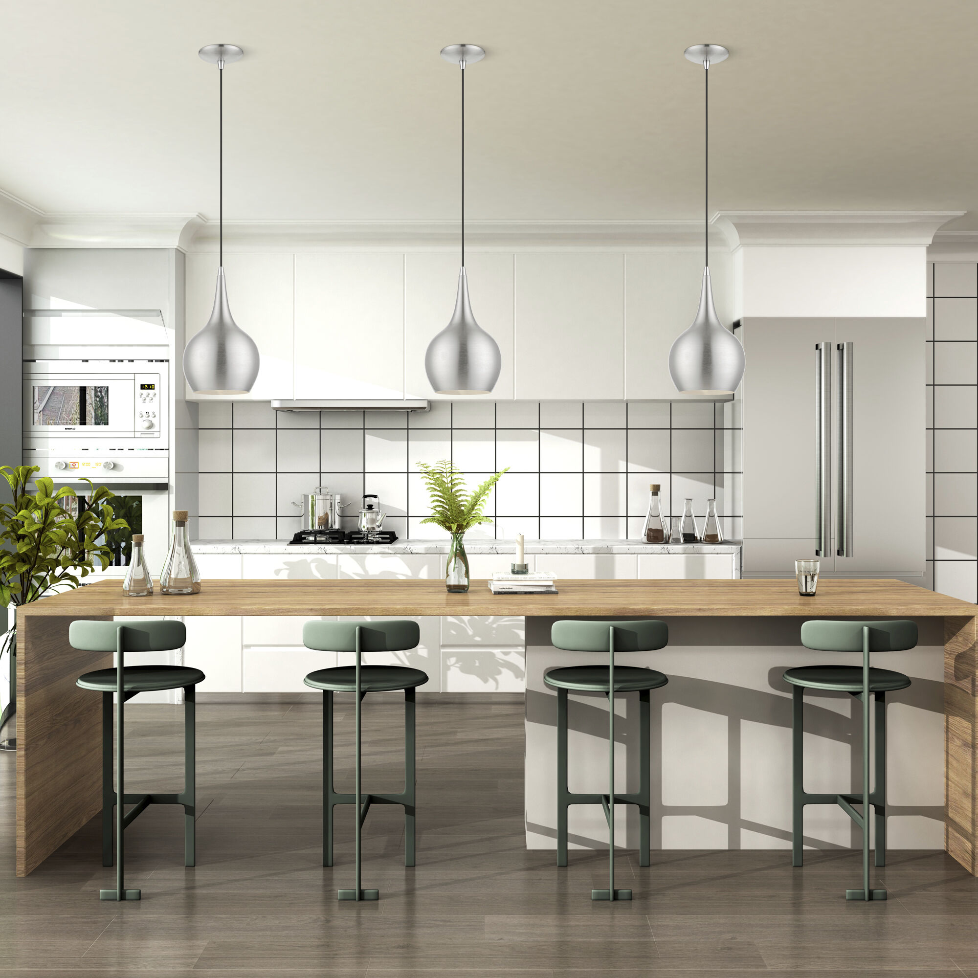 Andes 1 Light 7.75 inch Brushed Nickel with Polished Chrome Accents Mini Pendant Ceiling Light