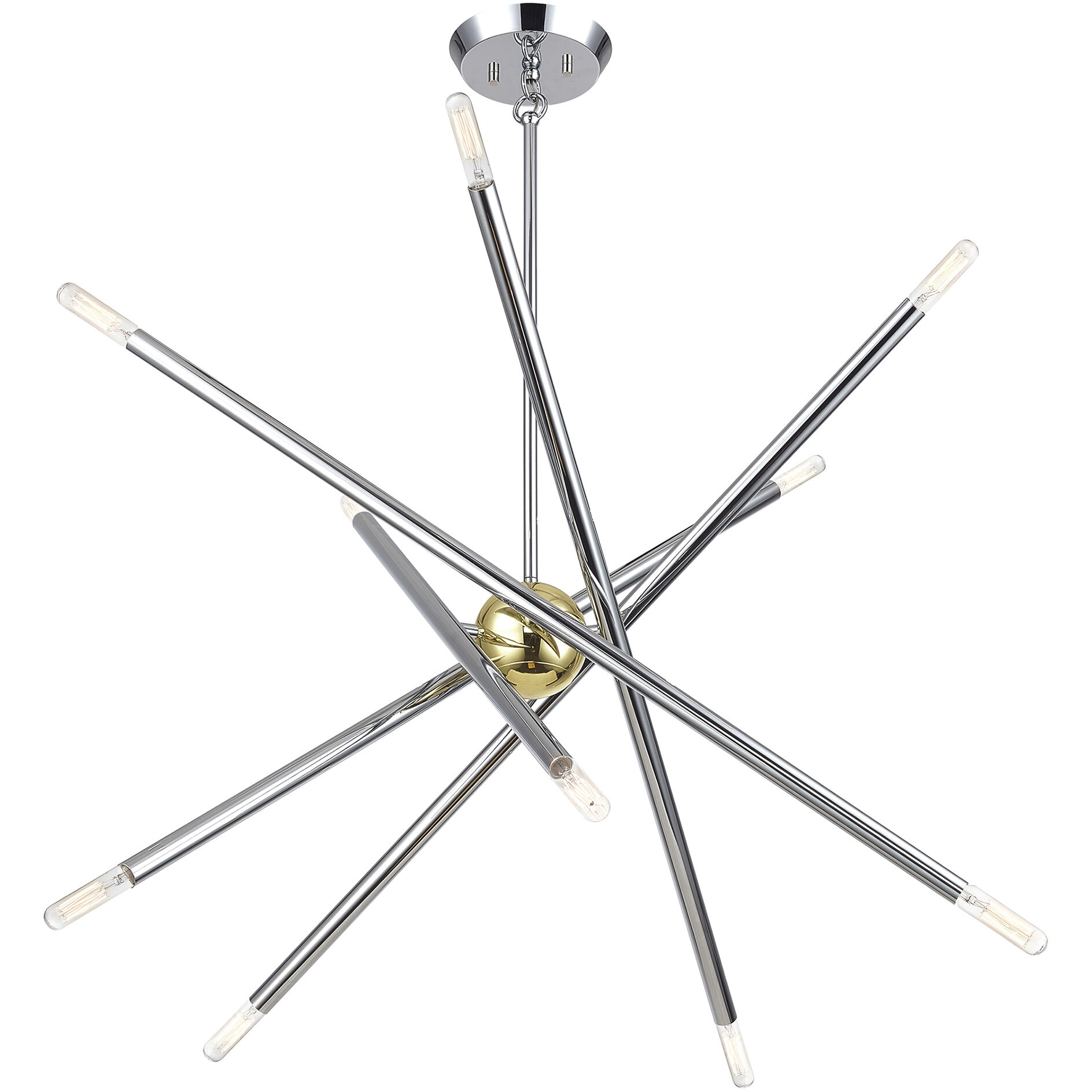 Soho 10 Light 28 inch Polished Chrome with Polished Brass Accents Chandelier Ceiling Light