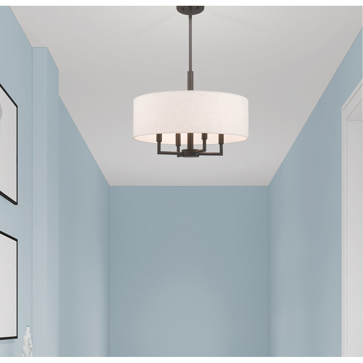 Meridian 4 Light 18 inch English Bronze Pendant Chandelier Ceiling Light