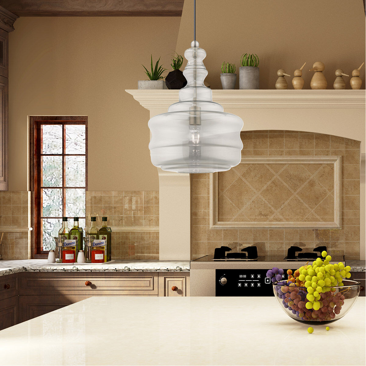 Art Glass 1 Light 12.63 inch Brushed Nickel Mini Pendant Ceiling Light