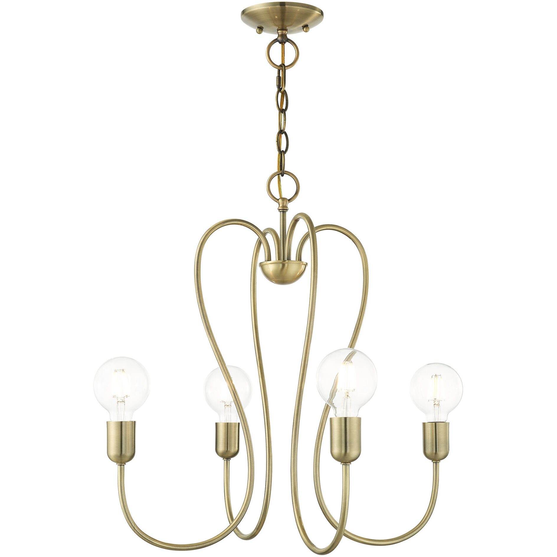 Lucerne 4 Light 20 inch Antique Brass Chandelier Ceiling Light