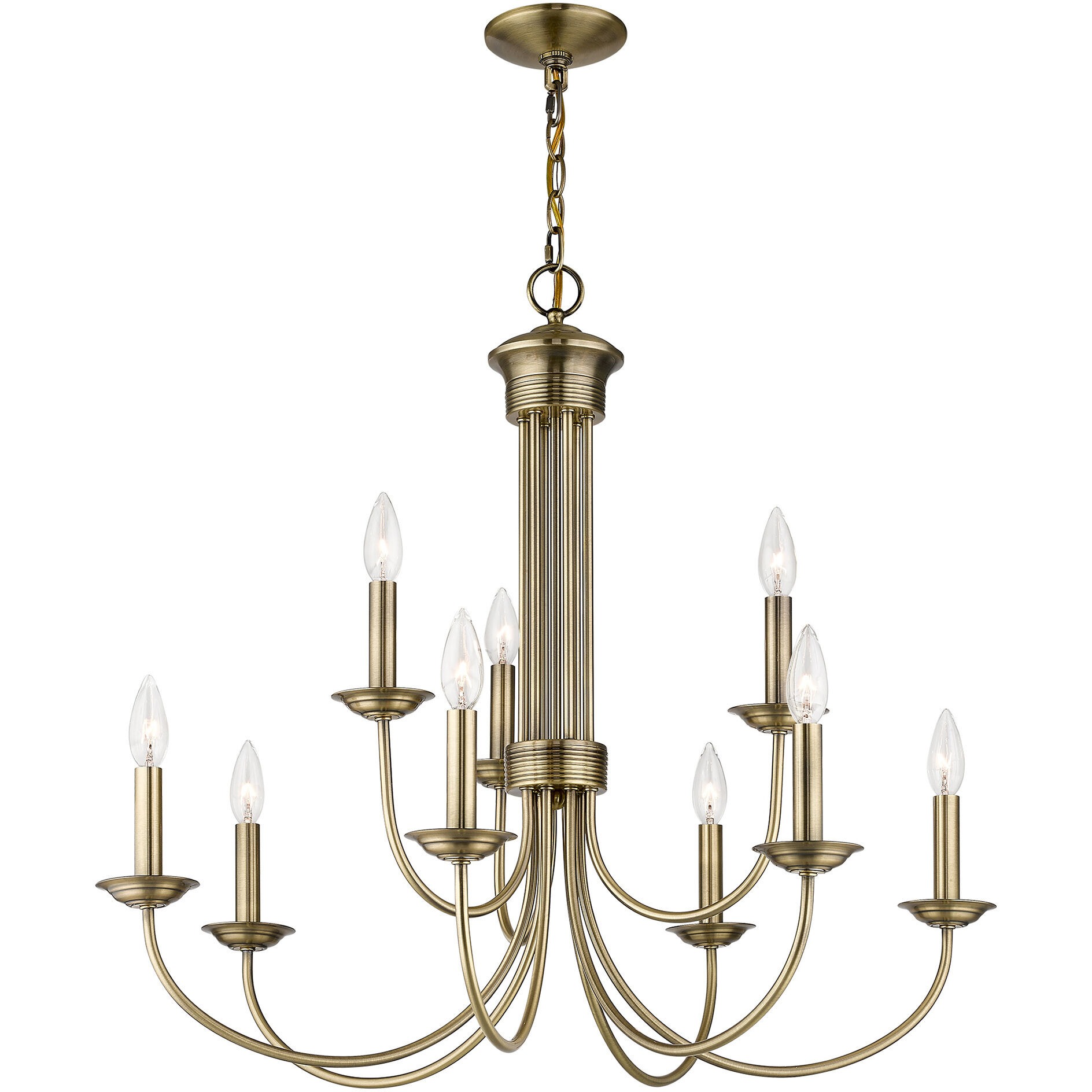 Estate 9 Light 30 inch Antique Brass Chandelier Ceiling Light