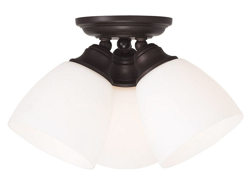 Somerville 3 Light 14 inch Bronze Semi-Flush Mount Ceiling Light