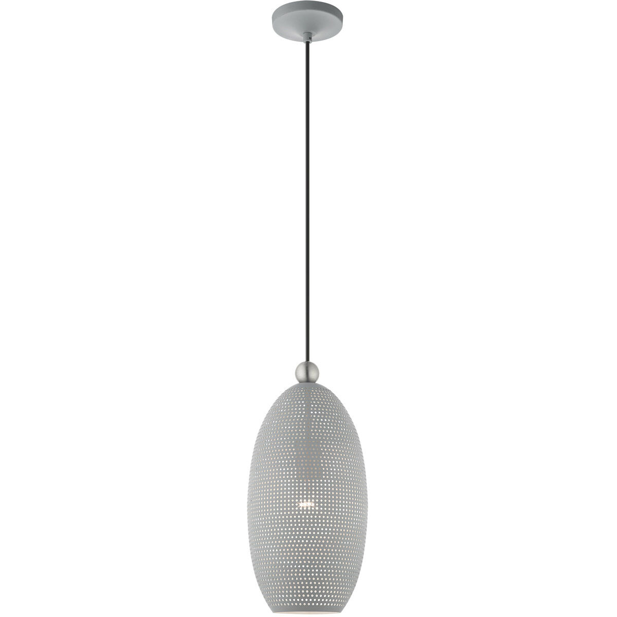 Dublin 1 Light 7 inch Nordic Gray with Brushed Nickel Accents Pendant Ceiling Light