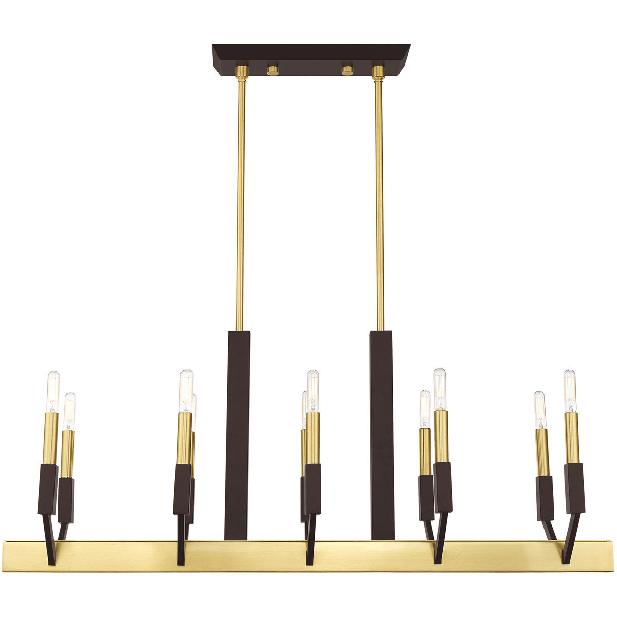 Beckett 10 Light 40 inch Satin Brass & Bronze Linear Chandelier Ceiling Light