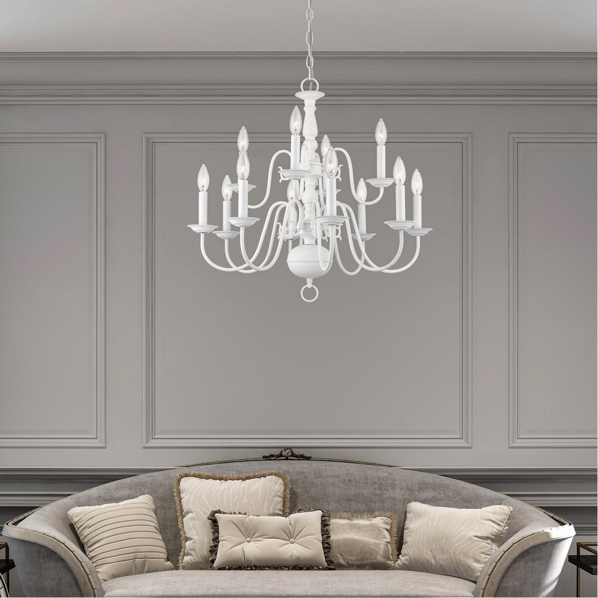 Williamsburg 12 Light 26 inch White Chandelier Ceiling Light