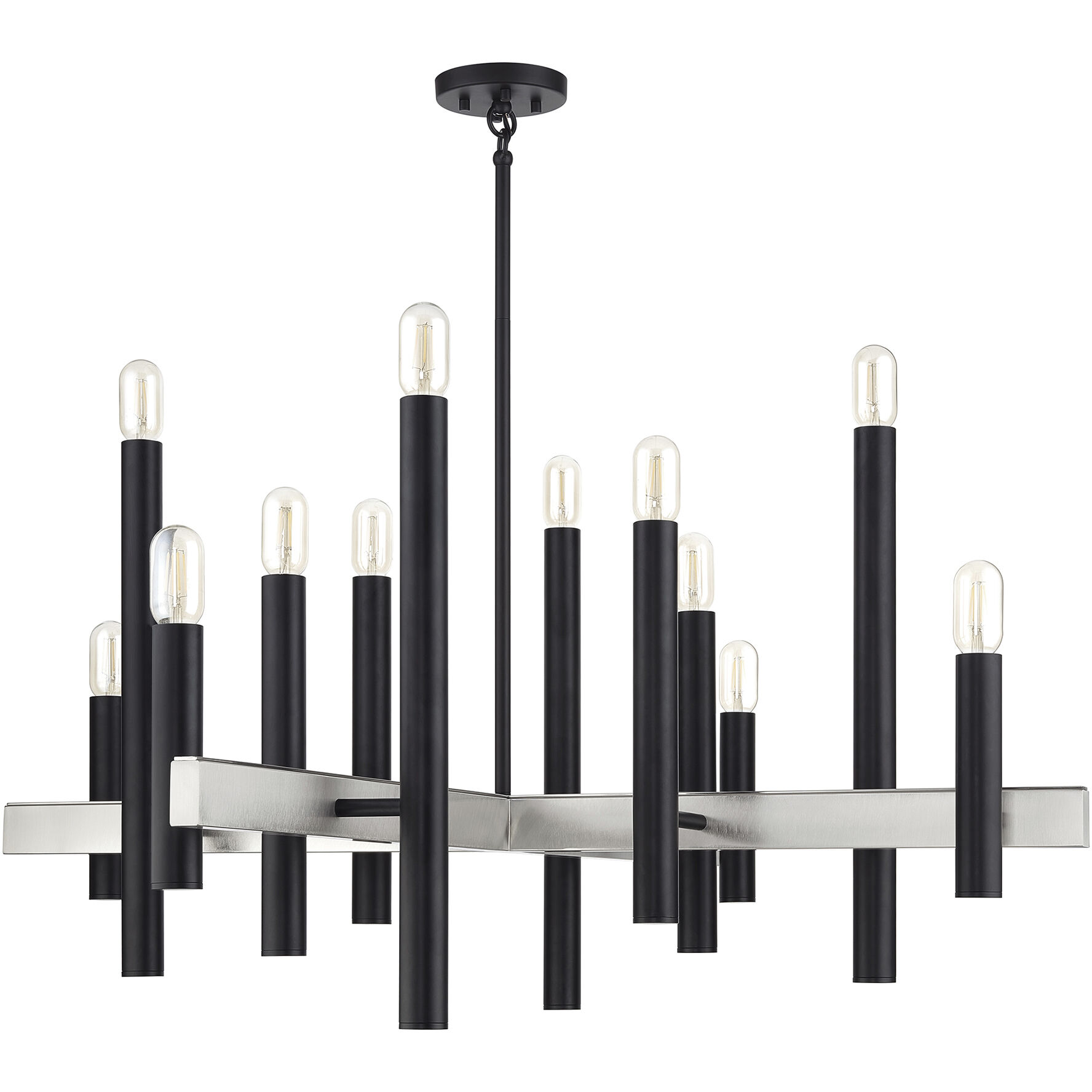 Helsinki 12 Light 44 inch Black with Brushed Nickel Accents Chandelier Ceiling Light