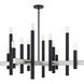 Helsinki 12 Light 44 inch Black with Brushed Nickel Accents Chandelier Ceiling Light