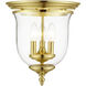 Legacy 3 Light 11.5 inch Polished Brass Flush Mount Ceiling Light