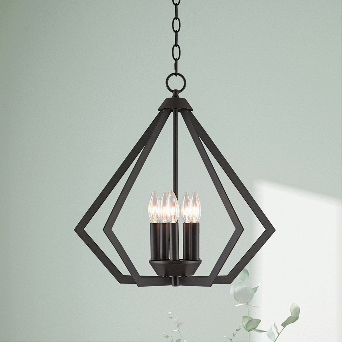 Prism 5 Light 20 inch Bronze Chandelier Ceiling Light