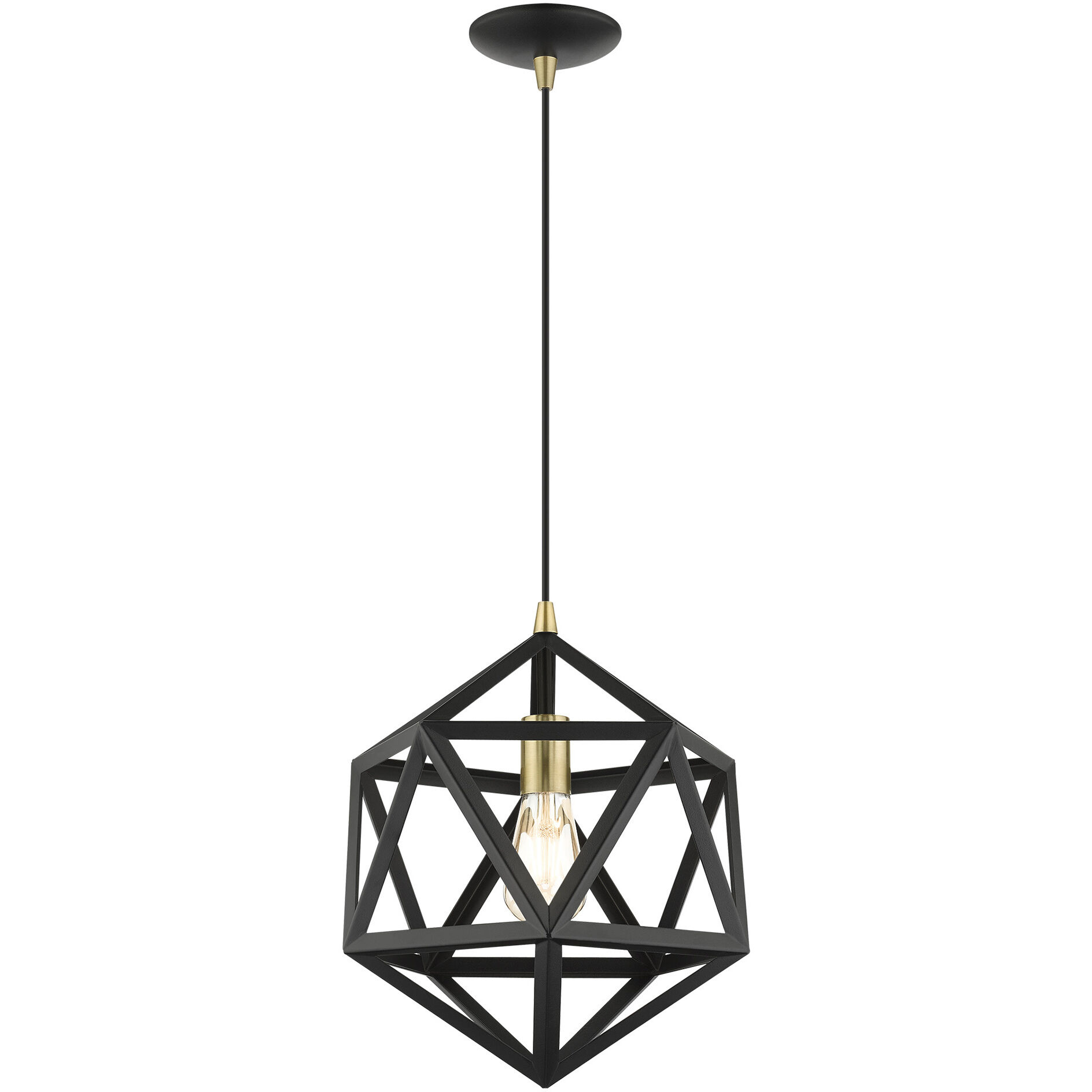 Geometric 1 Light 13 inch Textured Black Pendant Ceiling Light