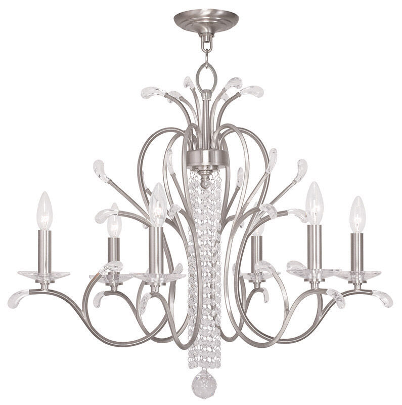 Serafina 6 Light 28 inch Brushed Nickel Chandelier Ceiling Light