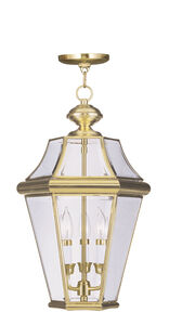 Georgetown 3 Light 13 inch Polished Brass Outdoor Pendant Lantern