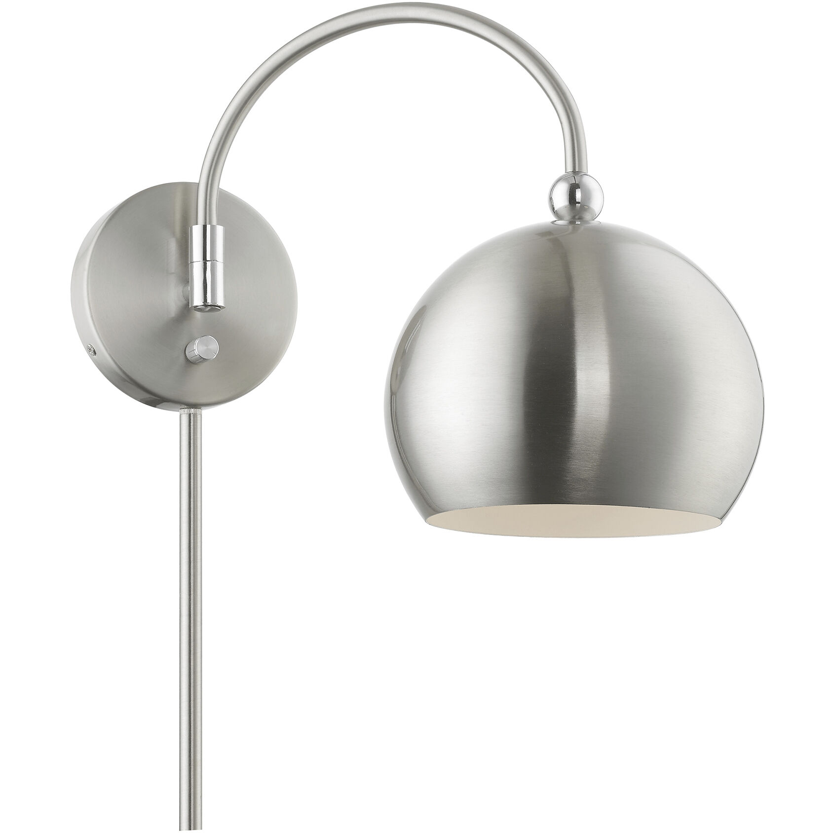 Stockton 15 inch 60.00 watt Brushed Nickel with Polished Chrome Accents Swing Arm Wall Lamp Wall Light