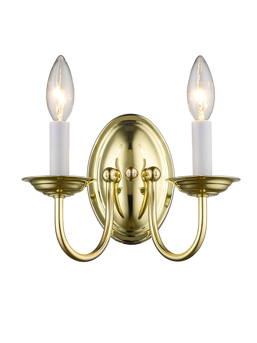 Home Basics 2 Light 10 inch Polished Brass Wall Sconce Wall Light