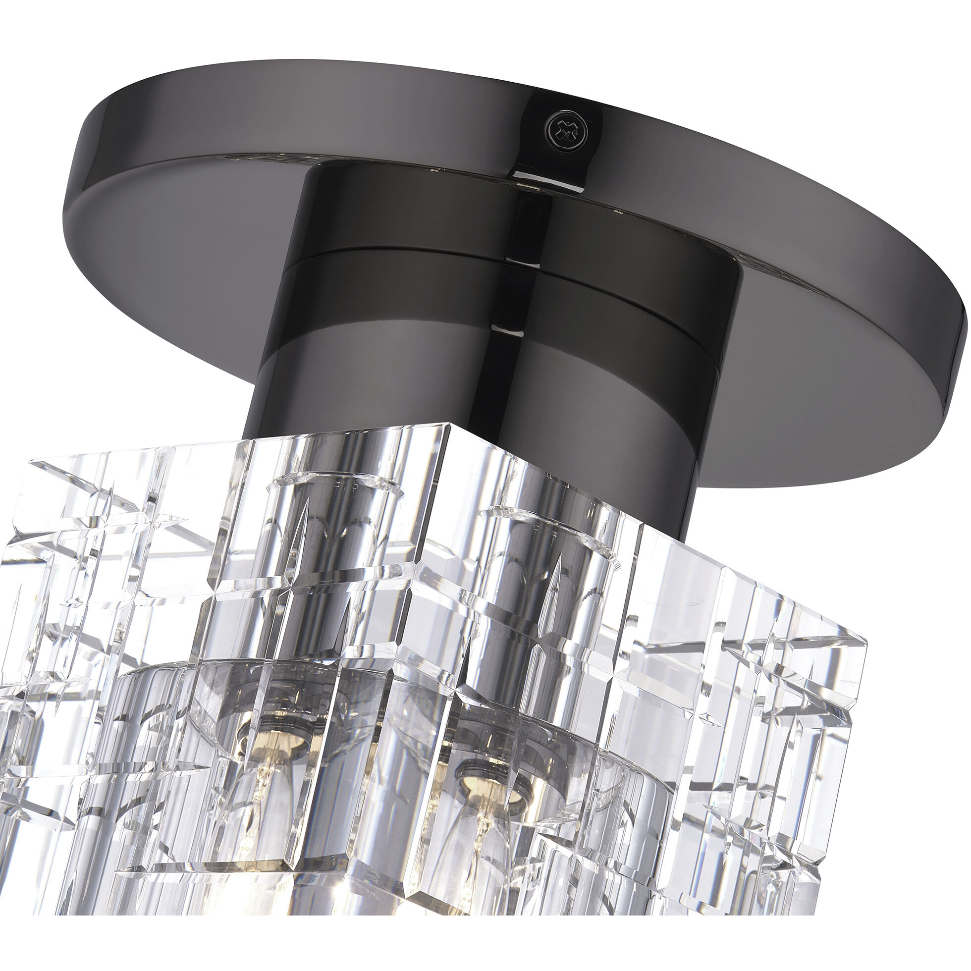 Rotterdam 1 Light 7 inch Black Chrome Crystal Semi-Flush Ceiling Light