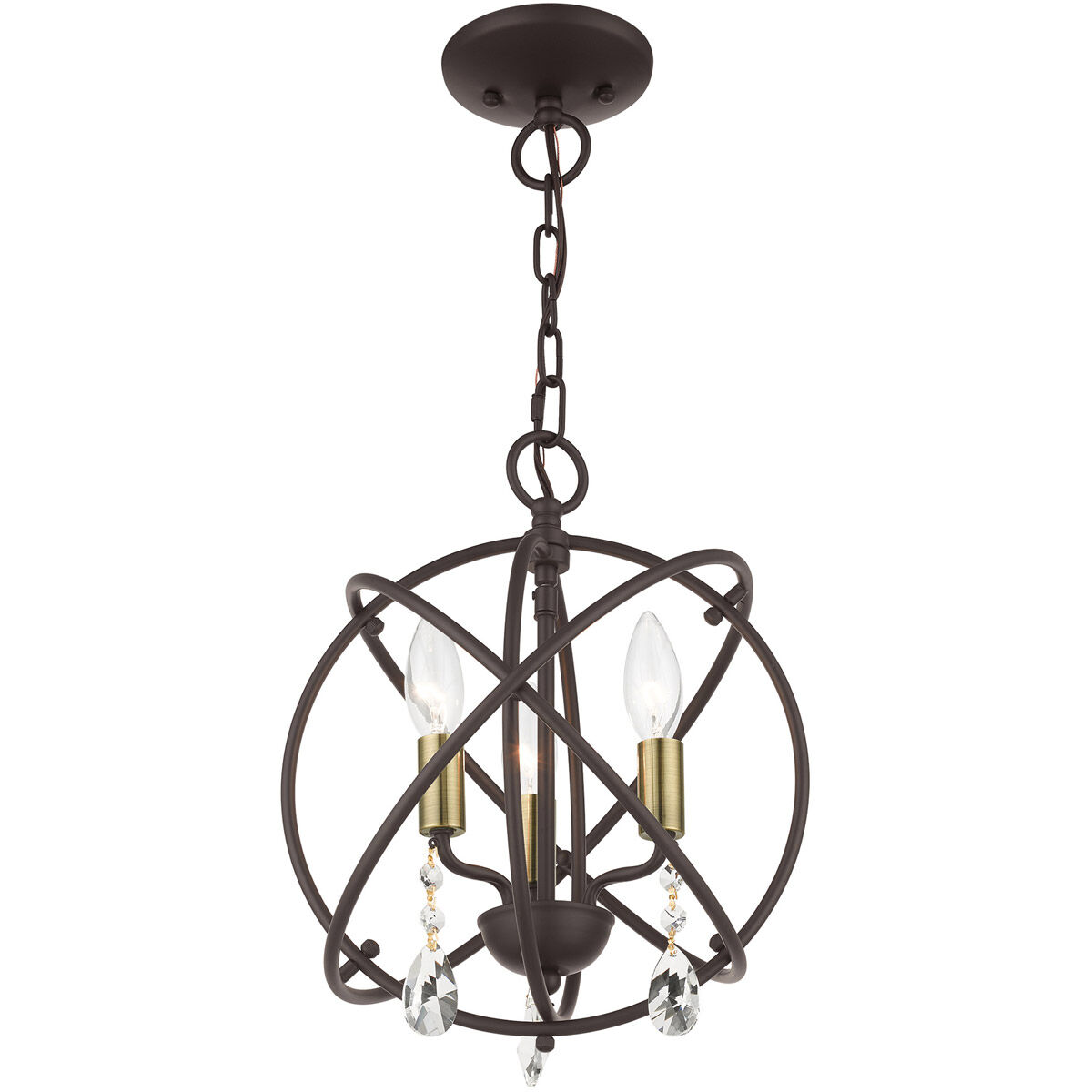 Aria 3 Light 13 inch Bronze Convertible Chandelier / Semi Flush Ceiling Light